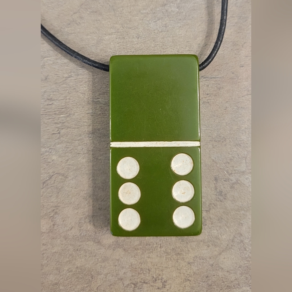 Green Domino Pendant Necklace